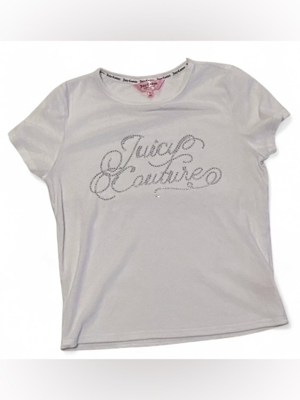 Juicy Couture White Short-Sleeve Crystal Script Tee